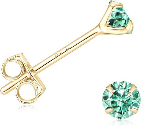 Solid 14K Yellow Gold Solitaire Round Moissanite Stud Earrings with 14K Gold Butterfly Push Backings, 0.2-2 Carat Lab Created Moissanite Simulated Diamond Earrings for Women Men, 3mm-6.5mm in Saudi Arabia