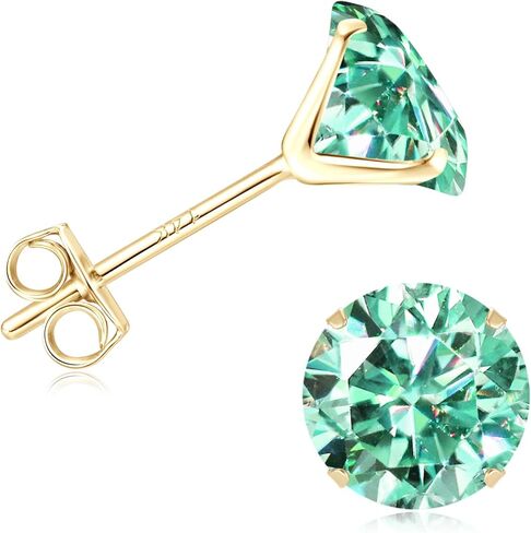 Solid 14K Yellow Gold Solitaire Round Moissanite Stud Earrings with 14K Gold Butterfly Push Backings, 0.2-2 Carat Lab Created Moissanite Simulated Diamond Earrings for Women Men, 3mm-6.5mm in Saudi Arabia
