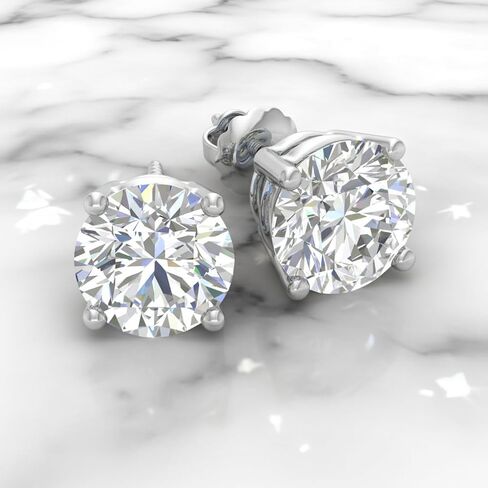 0.25 Ct - 10 Ct Round Cut Lab-Grown Diamond 4-Prong Stud Earrings in 14K Gold (VS2-SI1 Clarity) Screwback & Pushback Option in Saudi Arabia