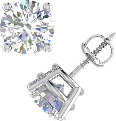 0.25 Ct - 10 Ct Round Cut Lab-Grown Diamond 4-Prong Stud Earrings in 14K Gold (VS2-SI1 Clarity) Screwback & Pushback Option in Saudi Arabia