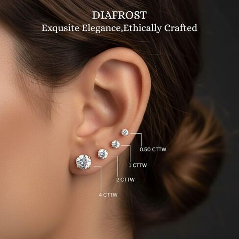 0.25 Ct - 10 Ct Round Cut Lab-Grown Diamond 4-Prong Stud Earrings in 14K Gold (VS2-SI1 Clarity) Screwback & Pushback Option in Saudi Arabia