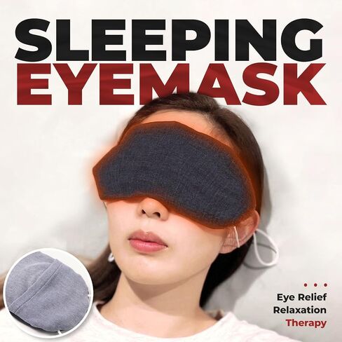 Sleep Eyemask with Charcoal,Blackout Mask, Night Time Eye Mask, Face Sleeping Mask, Washable Eye Cover for Sleeping, Gentle Heat with Infrared Warmth in Kuwait