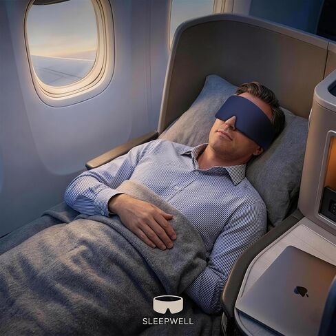 Sleep Mask for Men & Women, Blackout Eye Mask for Sleeping, Hypoallergenic Ultra-Lightweight Full Coverage Blindfold with Quiet Adjustable Strap, Reversible & Cooling – for Airplane Travel in Kuwait