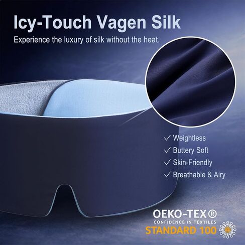 Sleep Mask for Men & Women, Blackout Eye Mask for Sleeping, Hypoallergenic Ultra-Lightweight Full Coverage Blindfold with Quiet Adjustable Strap, Reversible & Cooling – for Airplane Travel in Kuwait