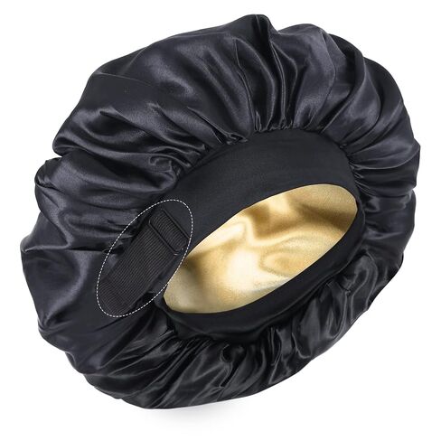 Silk Bonnet for Sleeping Double Layer Satin Bonnet Adjustable Bonnets for Black Women Sleep Cap Reversible Hair Bonnet for Curly Hair (Black and Leopard) in Kuwait
