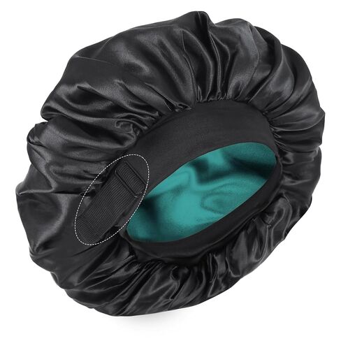 Silk Bonnet for Sleeping Double Layer Satin Bonnet Adjustable Bonnets for Black Women Sleep Cap Reversible Hair Bonnet for Curly Hair (Black and Leopard) in Kuwait
