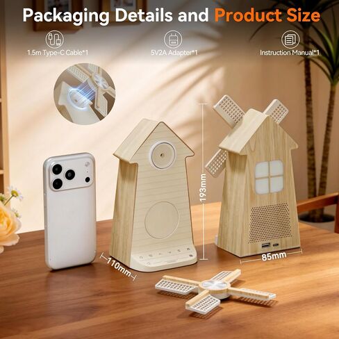 RETEYUNG Alarm Clock with Rotating Windmill,Sound Machine with Wake up Light,Snooze,10 Nature Sounds & 10 White Noises,15 Ringtones,USB Charging,4-Tier Dimmer,12 Volume,30/60/90 Timer for Kids Adults in Saudi Arabia