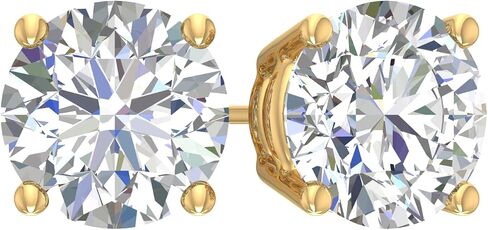0.25 Ct - 10 Ct Round Cut Lab-Grown Diamond 4-Prong Stud Earrings in 14K Gold (VS2-SI1 Clarity) Screwback & Pushback Option in Saudi Arabia