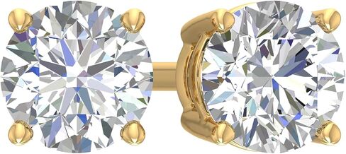 0.25 Ct - 10 Ct Round Cut Lab-Grown Diamond 4-Prong Stud Earrings in 14K Gold (VS2-SI1 Clarity) Screwback & Pushback Option in Saudi Arabia