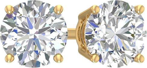 0.25 Ct - 10 Ct Round Cut Lab-Grown Diamond 4-Prong Stud Earrings in 14K Gold (VS2-SI1 Clarity) Screwback & Pushback Option in Saudi Arabia
