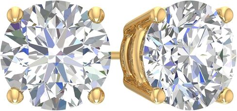 0.25 Ct - 10 Ct Round Cut Lab-Grown Diamond 4-Prong Stud Earrings in 14K Gold (VS2-SI1 Clarity) Screwback & Pushback Option in Saudi Arabia