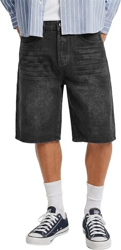 شورت جينز فضفاض للرجال من Comdecevis مقاس فضفاض Jorts Vintage مغسول كاجوال من قماش الدنيم in Kuwait