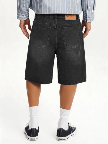 شورت جينز فضفاض للرجال من Comdecevis مقاس فضفاض Jorts Vintage مغسول كاجوال من قماش الدنيم in Kuwait