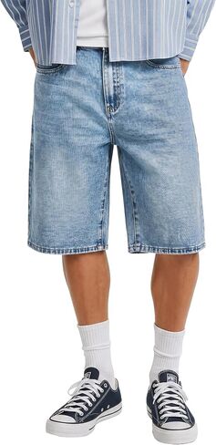 شورت جينز فضفاض للرجال من Comdecevis مقاس فضفاض Jorts Vintage مغسول كاجوال من قماش الدنيم in Kuwait