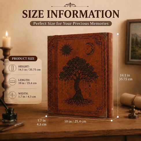 Large-capacity photo album with replaceable pages, suitable for travel and home use (3, Brown) in Saudi Arabia