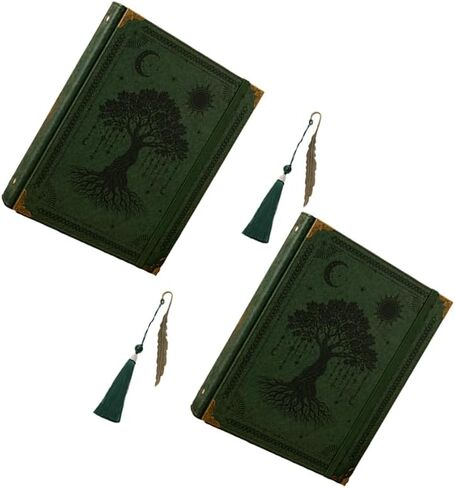 Vintage PU leather three-ring photo album with loose-leaf pages, suitable for family memories and treasures (2, Green) in Saudi Arabia