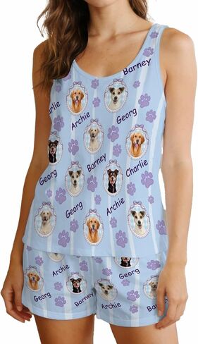 Custom Face Pajamas Set for Women Personalized Pjs Photo Summer 2Pcs Short Sleeve Sleepwear Loungewear Pajama in Saudi Arabia