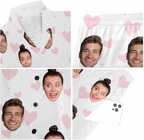 Custom Face Pajamas Set for Women Personalized Pjs Photo Summer 2Pcs Short Sleeve Sleepwear Loungewear Pajama in Kuwait