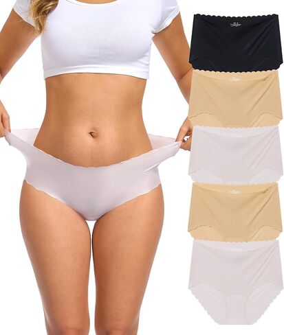 ANLIQI Seamless Underwear for Women No Show Hipster Panties Pack Thin & Lightweight Invisible Briefs Wave Edge Lady Undies in Saudi Arabia