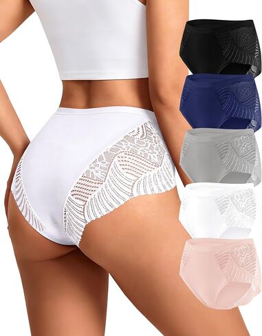 MEIYATING Women's Underwear Cotton 5 Pack Lace Sexy Bikini Panties Hipster Soft Ladies Soft Briefs in Saudi Arabia