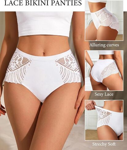 MEIYATING Women's Underwear Cotton 5 Pack Lace Sexy Bikini Panties Hipster Soft Ladies Soft Briefs in Kuwait
