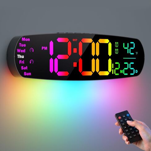 ANALOI Large Digital Wall Clock,14.4 inch Large Display Digital Clock with Auto Dimming, Temperature and Date, Remote Control, Night Light,DST, Alarm for Classroom/Gym/Bedroom in Saudi Arabia