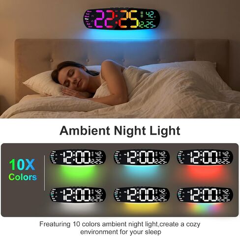 ANALOI Large Digital Wall Clock,14.4 inch Large Display Digital Clock with Auto Dimming, Temperature and Date, Remote Control, Night Light,DST, Alarm for Classroom/Gym/Bedroom in Saudi Arabia