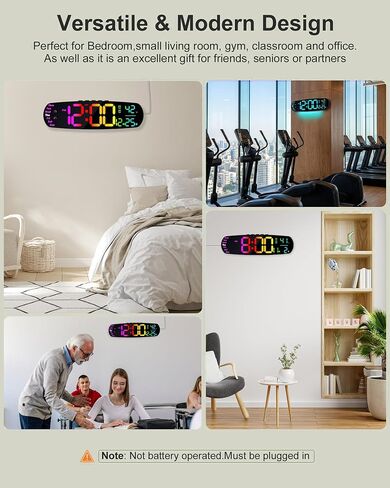 ANALOI Large Digital Wall Clock,14.4 inch Large Display Digital Clock with Auto Dimming, Temperature and Date, Remote Control, Night Light,DST, Alarm for Classroom/Gym/Bedroom in Saudi Arabia