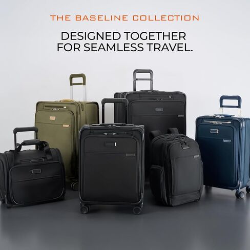 Briggs & Riley 24 Inch Compact Checked Suitcase Luggage with Wheels - Zipperless Compression Expansion System, 360 Spinner, Flat Packing Interior, Accessible Front Pocket - Baseline Collection - Navy in Saudi Arabia