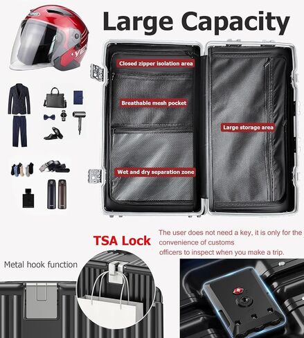 feilario 30in Super Large Captain Aluminum Frame Hardside Spinner Wheels Luggage, Removable Wheels Zipperless Checked Suitcase with Cup Holder/Phone Holder (Silver,30in) in Saudi Arabia