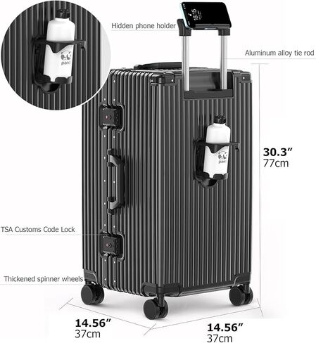 feilario 30in Super Large Captain Aluminum Frame Hardside Spinner Wheels Luggage, Removable Wheels Zipperless Checked Suitcase with Cup Holder/Phone Holder (Silver,30in) in Saudi Arabia