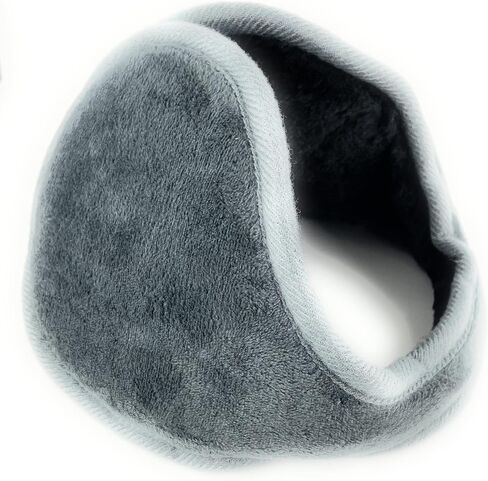 Dark Grey Gray fleece ear muffs warmers behind head under hair 4.75 inch wide ear covers faux fur lined in Kuwait