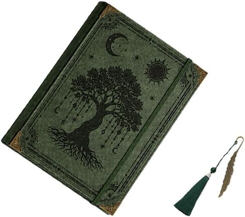 Vintage Tree of Life Index Binder - 12'x10' Large 3-Prong, Retro Embossed Cover + Brass Corners, Perfect for Storing Documents, Grimoires, and Gratitude Journals (Brown) in Saudi Arabia