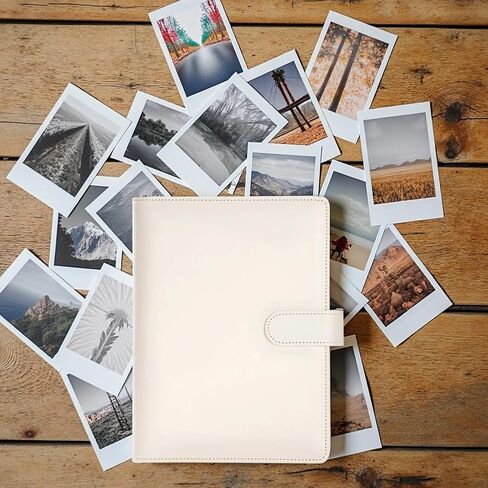 White A5 PU Leather Photo Album Binder, 9.3 x 6.9 in / 23.5 x 17.5 cm Loose-Leaf Scrapbook, Photo Cards Collection, Gifts for Party, Wedding in Kuwait