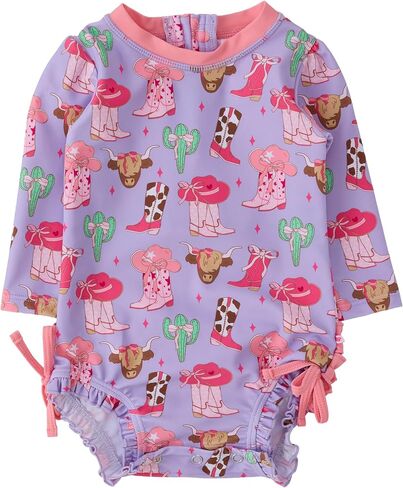 RuffleButts® Baby/Toddler Girls Pastel Petals One Piece Rash Guard - 18-24m in Saudi Arabia