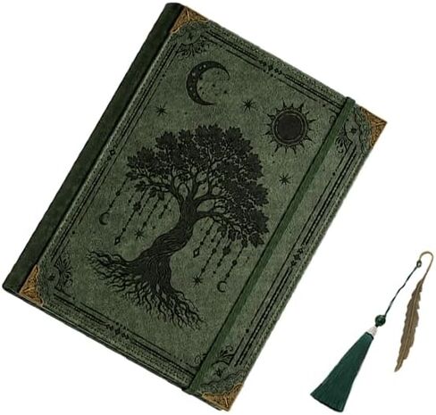 Vintage Leather 3-Ring Binder, Tree of Life Embossed 12X10 Inch Photo Album Binder, Thick Durable Cover for Travel Family Picture Storage (Green) in Saudi Arabia