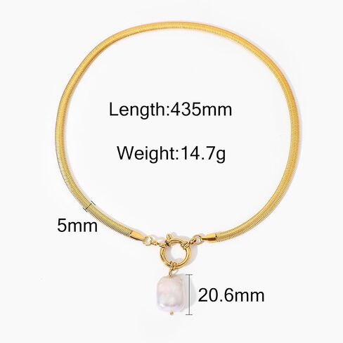 Baroque Large Square Pearl Pendant Spring Clasp Soft Snake Chain Necklace Elegant Pearl Jewelry in Saudi Arabia