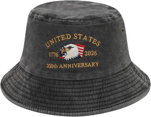 US 250th Anniversary Bucket Hat,Retro Embroidered 250 Year American Fisherman Hat,1776-2026 Unisex Patriotic Sun Hats in Saudi Arabia