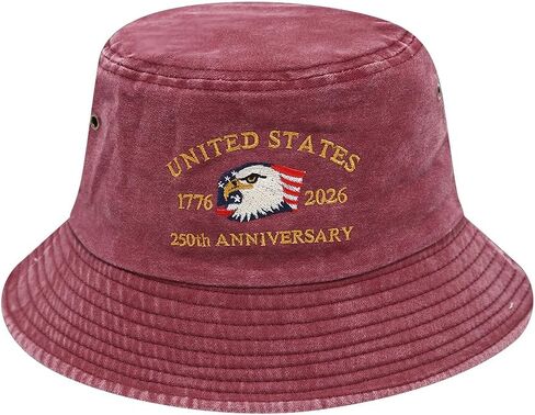 US 250th Anniversary Bucket Hat,Retro Embroidered 250 Year American Fisherman Hat,1776-2026 Unisex Patriotic Sun Hats in Saudi Arabia