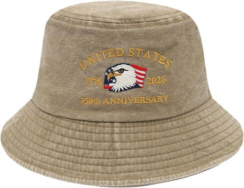 US 250th Anniversary Bucket Hat,Retro Embroidered 250 Year American Fisherman Hat,1776-2026 Unisex Patriotic Sun Hats in Saudi Arabia