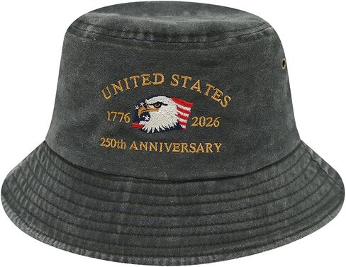US 250th Anniversary Bucket Hat,Retro Embroidered 250 Year American Fisherman Hat,1776-2026 Unisex Patriotic Sun Hats in Saudi Arabia