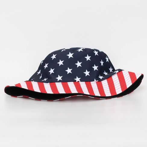 4Th of July Hat Red White and Blue Hat American USA Flag Bucket Hat Double-Side-Wear Reversible Sun Hat for Women Men in Kuwait
