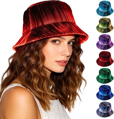 LED Rave Bucket Hat- Fiber Optic Cap LED Hat 7 Colors Glow in the Dark Party, Colorful Neon Hats USB Rechargeable EDM Music Festival Gear for Men Women Light up Fisherman Cap in Saudi Arabia
