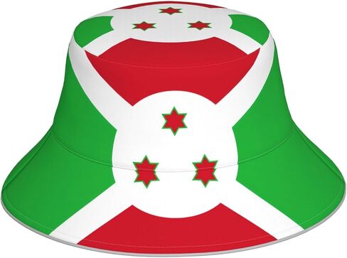 قبعة دلو مطبوعة بعلم بوروندي - قبعة كاجوال ذات وجهين للجنسين، مثالية للسفر والشاطئ والأنشطة الخارجية in Kuwait