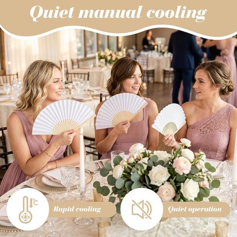 28pcs White Paper Folding Hand Fans,8.3 Inch Bulk Paper Fans Foldable Handheld Fan for Women, Wedding Party Favors, DIY Crafts, Photography Props in Kuwait