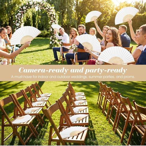 28pcs White Paper Folding Hand Fans,8.3 Inch Bulk Paper Fans Foldable Handheld Fan for Women, Wedding Party Favors, DIY Crafts, Photography Props in Kuwait