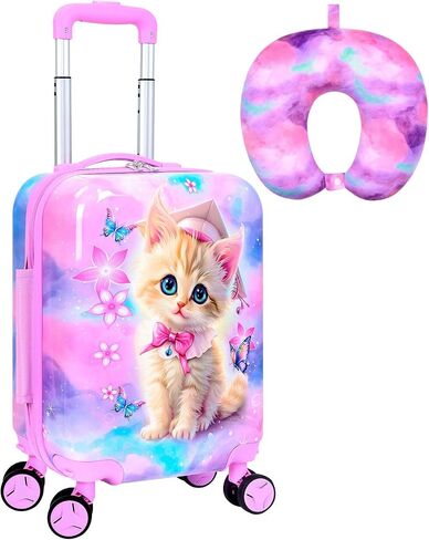 Skateboard Dinosaur Kids Luggage 2PC Set: Airline-Approved Carry On Boys Suitcase with 360° Spinner Rolling Wheels, Includes Neck Pillow in Saudi Arabia