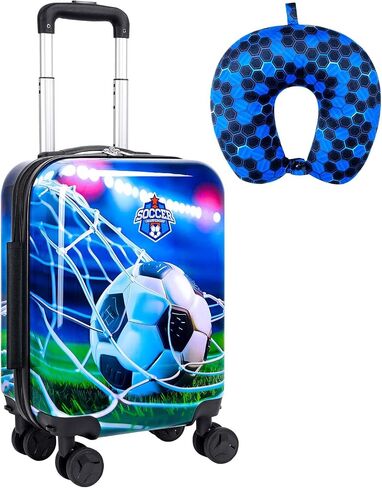 Skateboard Dinosaur Kids Luggage 2PC Set: Airline-Approved Carry On Boys Suitcase with 360° Spinner Rolling Wheels, Includes Neck Pillow in Saudi Arabia