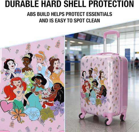 Disney Princess Kids Pink ABS 4-Wheel 20" Suitcase Luggage for Travel & Adventures in Kuwait