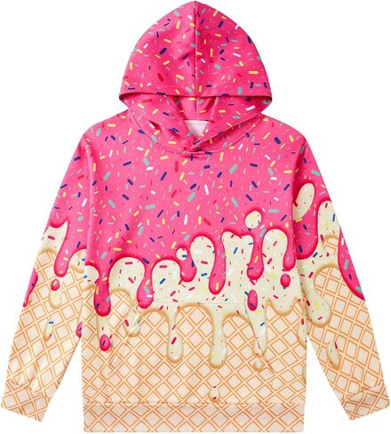 Move Dance Boys Hoodies Ice Cream Baseball Pullover Graphic Sweatshirts Hooded With Big Pockets in Saudi Arabia